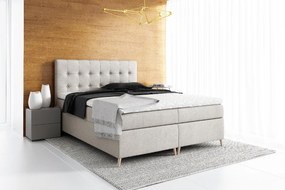 Komala elegáns kárpitozott ágy tárolóval, világos bézs 200 x 200 + ingyenes topper