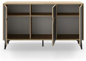 Fekete-natúr színű alacsony komód tölgyfa dekorral 140x79 cm Nola – Marckeric