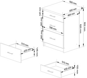 Alsó konyhaszekrény Organo 603S (fehér + grafit). 1117544