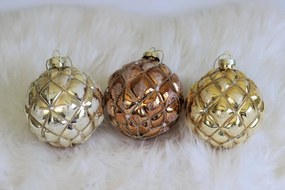 Arany-barna luxus karácsonyi gömbök 3db 10cm