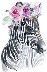 Gyerek festmény - Zebra virággal 50 x 40 cm