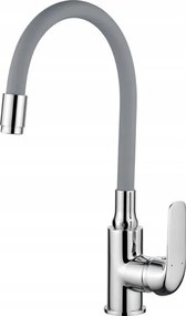 Konyhai Mosogató Csaptelep Rugalmas, Hajlítható Szürke Csővel Mosogatóhoz