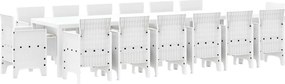 vidaXL Kert étkező szett 15 pcs Fehér Polt rattan
