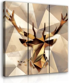 Vászonkép 90x100 Szarvas geometrikus poligonális absztrakt modern barna