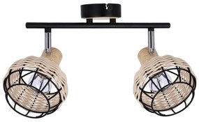 Spotlámpa TAJGA 2xE14/40W/230V rattan/fekete