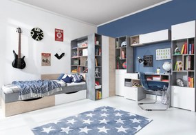 SIGMAR íróasztal, 125x76x55, fehér/beton