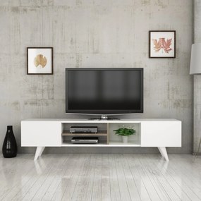 [en.casa] TV-állvány Assens 40x160x31 cm forgácslap műanyag fehér dió