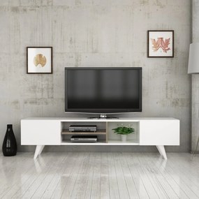 TV-állvány Assens 40x160x31 cm forgácslap műanyag fehér dió [en.casa]