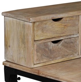 vidaXL tömör mangófa és acél íróasztal 110 x 50 x 96 cm