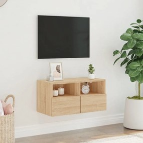 sonoma tölgy színű szerelt fa fali TV-szekrény 60 x 30 x 30 cm
