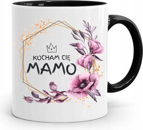 Bögre Fekete Ajándék Anyukáknak Szeretlek Anya nyomott mintával