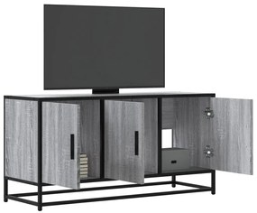 szürke sonoma színű szerelt fa és fém TV-szekrény 100x35x50 cm