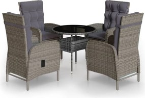 vidaXL 5 részes szürke polyrattan kerti bisztrószett