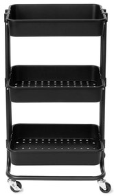 Fekete műanyag gurulós polcos állvány 43x36 cm Grena – Compactor