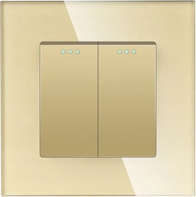 Villanykapcsoló 2G1W Dupla Mechanikus Üveg Keret FI60 Arany