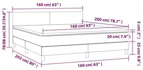 tópszínű szövet rugós és LED-es ágy matraccal 160x200 cm