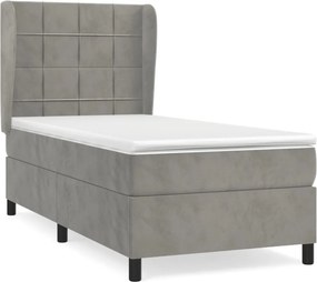 vidaXL világosszürke bársony rugós ágy matraccal 100 x 200 cm