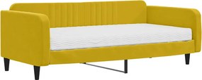 vidaXL sárga bársony kanapéágy matraccal 100 x 200 cm