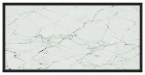 fekete dohányzóasztal fehér márvány mintás üveggel 100x50x35 cm