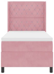 Boxspring Ágy Mattal és LED Fénnyel Rózsaszín 90x190 cm Bársony