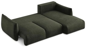 Zöld kinyitható sarokkanapé (jobb oldali-heverő résszel) Leila – Makamii
