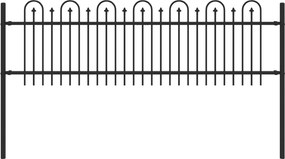 vidaXL Tüske Íves Kerítés Fekete 200 x 130 cm Porszórt acél