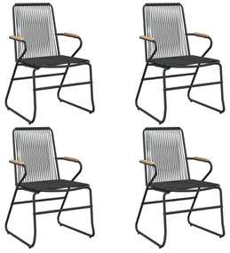 4 db fekete PVC rattan kerti szék 58 x 59 x 85,5 cm