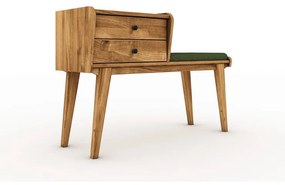 Fiókos tölgyfa pad, zöld ülőrésszel Retro - The Beds