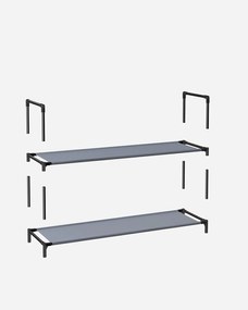 10 szintes cipőtartó, cipőállvány,  45 x 28 x 173 cm, fém váz, szürke