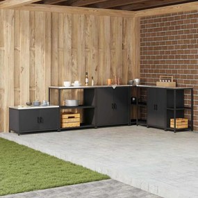 Konyhai tárolópolc polcokkal tárolóval Fekete Acél