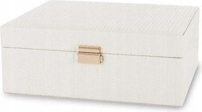 Fehér ékszerdoboz bőrszerű szövet