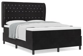 Boxspring Ágy Matrac nélkül Fekete 140x200 cm Bársony