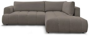 Szürkésbarna kinyitható-tárolóhelyes sarokkanapé (jobb oldali-L alakú) Fuji – Bobochic Paris