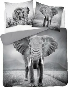Pamut ágyneműhuzat 160x200 Elefánt szürke ifjúsági Elefánt elephant Holland