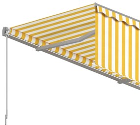 sárga és fehér kézzel kihúzható napellenző redőnnyel 3,5x2,5 m