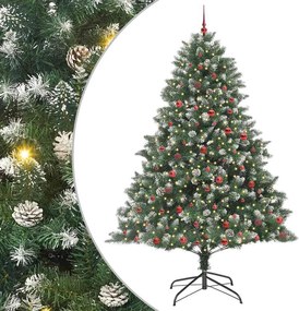 vidaXL Mű karácsonyfa 300 LED-del Zöld 240 cm PVC és Műanyag és Acél