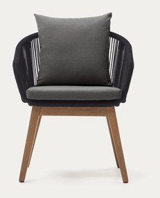 Fekete tömörfa kerti fotel Portalo – Kave Home