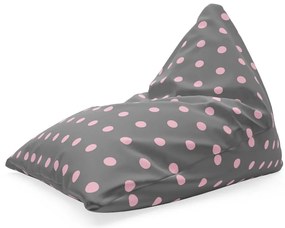 Triangl babzsák rózsaszín pöttyök szürkén, szürke / rózsaszín