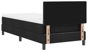 Boxspring Ágy Matrac Karral &amp; LED Fekete 100x200 cm Szövet