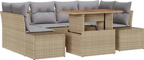 vidaXL Kert étkező szett párnával 7 pcs Barna és szürke