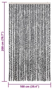 szürke és fekete és fehér zsenília rovarfüggöny 100 x 200 cm