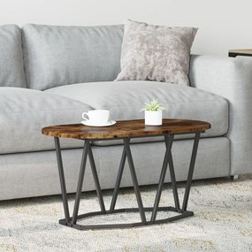 Kávézóasztal Füstölt Tölgy 80x40x40,5 cm Iparilag Kezelt Fa és Fém