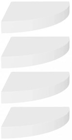 4 db fehér MDF lebegő sarokpolc 25 x 25 x 3,8 cm