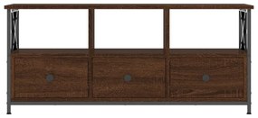 barna tölgyszínű szerelt fa és vas TV-szekrény 102x33x45 cm
