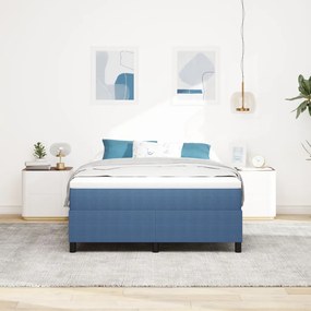 Boxspring Ágy Kék 140x200 cm Bordázott Szövet