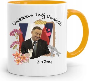 Duda András Sárga Elnöki Bögre Nyomtatott Mintával