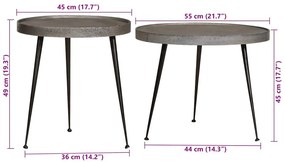 2 db ezüst színű szerelt fa dohányzóasztal