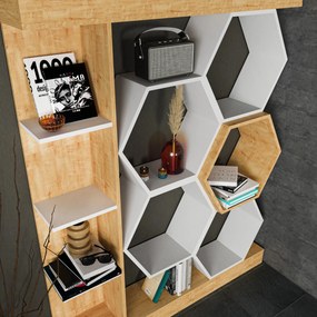 könyvespolc Sueno - White, Oak