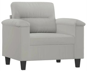 világosszürke mikroszálas szövet kanapéfotel lábtartóval 60 cm