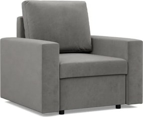 Zeus fotel, egyenes kartámasz, bársony, bonell töltet, világosszürke